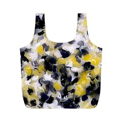 Black, Gray And Yellow Swirls  Full Print Recycle Bag (m) by Khoncepts