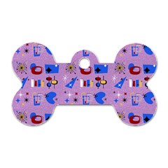 Pink 50s Pattern Dog Tag Bone (one Side) by NerdySparkleGoth