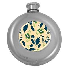 Folk Flowers Print Floral Pattern Ethnic Art Round Hip Flask (5 Oz) by Eskimos