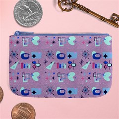 50s Diner Print Pink Large Coin Purse by NerdySparkleGoth