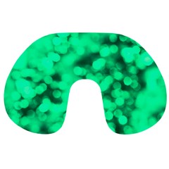 Light Reflections Abstract No10 Green Travel Neck Pillow by DimitriosArt