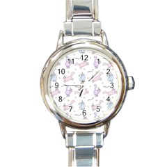 Unicorn Cats Pattern 2 Round Italian Charm Watch by Littlebird