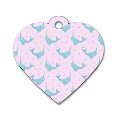 Narwales Stars  Pattern Pink Dog Tag Heart (one Side) by Littlebird