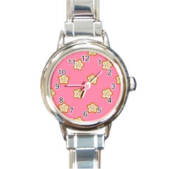 Cookies Pattern Pink Round Italian Charm Watch by Littlebird
