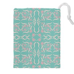 Floral Folk Damask Pattern  Drawstring Pouch (4xl) by Eskimos