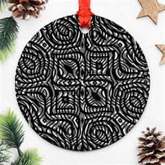 Black And White Abstract Tribal Print Ornament (round) by dflcprintsclothing