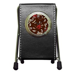 Sfolk Flowers Print Floral Pattern Ethnic Art Pen Holder Desk Clock by Eskimos