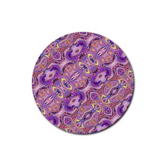 Liquid Art Pouring Abstract Seamless Pattern Tiger Eyes Rubber Coaster (round) by artico