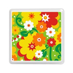 Flower Power Wallpaper Green Yellow Orange Red Memory Card Reader (square) by EDDArt