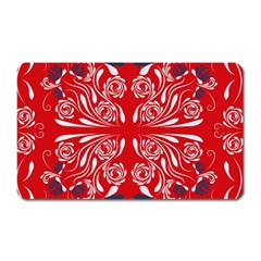 Floral Folk Damask Pattern Fantasy Flowers  Magnet (rectangular) by Eskimos