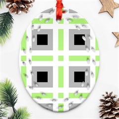 Agender Flag Plaid Oval Filigree Ornament (two Sides) by WetdryvacsLair
