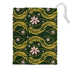 Folk Flowers Print Floral Pattern Ethnic Art Drawstring Pouch (4xl) by Eskimos