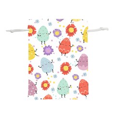 Easter Seamless Pattern With Cute Eggs Flowers Lightweight Drawstring Pouch (s) by Jancukart
