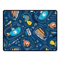 Seamless-pattern-vector-submarine-with-sea-animals-cartoon Double Sided Fleece Blanket (small)  by Jancukart