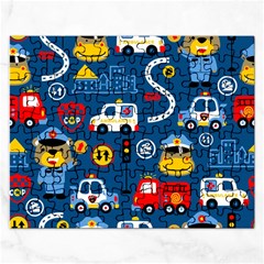 Seamless-pattern-vector-rescue-team-cartoon Rectangular Jigsaw Puzzl by Jancukart