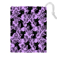 Purple Cats Drawstring Pouch (4xl) by NerdySparkleGoth