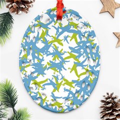 Birds Silhouette Motif Random Pattern Ornament (oval Filigree) by dflcprintsclothing