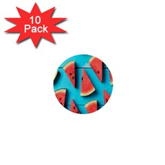 Watermelon Blue Background 1  Mini Buttons (10 Pack)  by artworkshop