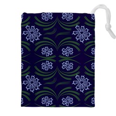 Folk Flowers Print Floral Pattern Ethnic Art Drawstring Pouch (5xl) by Eskimos