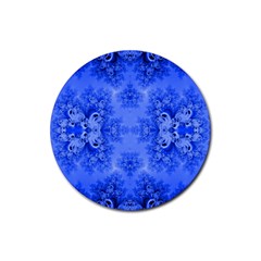 Blue Sky Over The Bluebells Frost Fractal Rubber Round Coaster (4 Pack) by Artist4God