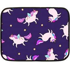 Fantasy-fat-unicorn-horse-pattern-fabric-design Fleece Blanket (mini) by Jancukart