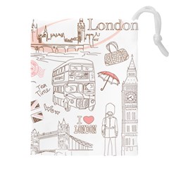 I Love London Drawing Drawstring Pouch (5xl) by Jancukart