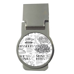 Vintage Coffee-tea-cafe-hamburger-menu-coffee-shop-menu Money Clips (round)  by Jancukart