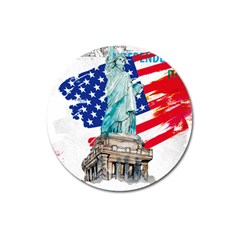 Statue Of Liberty Independence Day Poster Art Magnet 3  (round) by Jancukart