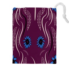 Folk Flowers Print Floral Pattern Ethnic Art Drawstring Pouch (4xl) by Eskimos