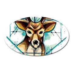 Deer-unicorn-tattoo-drawing-vector-watercolor Oval Magnet by Jancukart