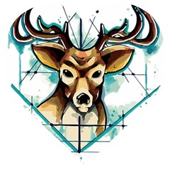 Deer-unicorn-tattoo-drawing-vector-watercolor Wooden Puzzle Heart by Jancukart