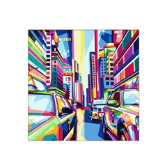 City-street-car-road-architecture Satin Bandana Scarf 22  X 22  by Jancukart