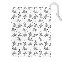 Robot Dog Drawing Motif Pattern Drawstring Pouch (4xl) by dflcprintsclothing