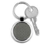Black and White Watercolored Checkerboard Chess Key Chain (Round) Front