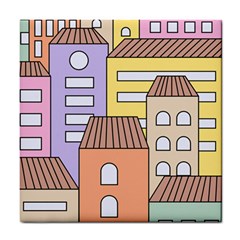 Houses City Architecture Building Tile Coaster by Sapixe