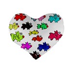 Fish Fishes Marine Life Swimming Water Standard 16  Premium Flano Heart Shape Cushions Back