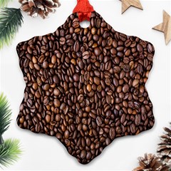 Coffee Beans Food Texture Snowflake Ornament (two Sides) by artworkshop