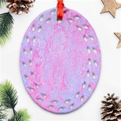  Texture Pink Light Blue Oval Filigree Ornament (two Sides) by artworkshop