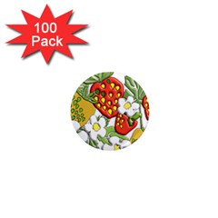 Strawberries Berry Strawberry Leaves 1  Mini Magnets (100 Pack)  by Wegoenart