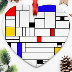 Illustration Geometric Abstract Plates Mosaic Heart Ornament (two Sides) by Wegoenart