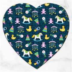 Cute Babies Toys Seamless Pattern Jigsaw Puzzle (heart) by Vaneshart