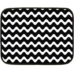 Illustration Black White Wave Pattern Wavy Halftone Fleece Blanket (mini) by Wegoenart