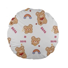 Illustrations Bear Cartoon Background Pattern Standard 15  Premium Flano Round Cushions by Sudhe