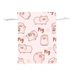 Pig Cartoon Background Pattern Lightweight Drawstring Pouch (M) Back