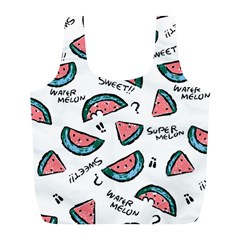 Illustration Watermelon Fruit Sweet Slicee Full Print Recycle Bag (l) by Sudhe