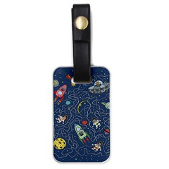 Illustration Cat Space Astronaut Rocket Maze Luggage Tag (one Side) by Ravend