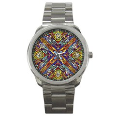 Mosaic Pattern Background Sport Metal Watch by Ravend