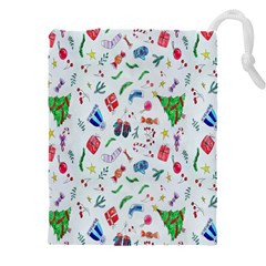 New Year Christmas Winter Watercolor Drawstring Pouch (4xl) by artworkshop
