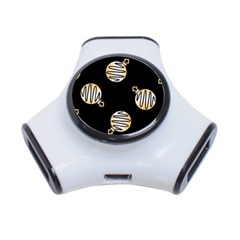 Gold Ornaments Black 3-port Usb Hub by TetiBright