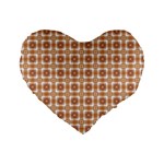 Cute plaids - Brown and white geometrics Standard 16  Premium Flano Heart Shape Cushions Front